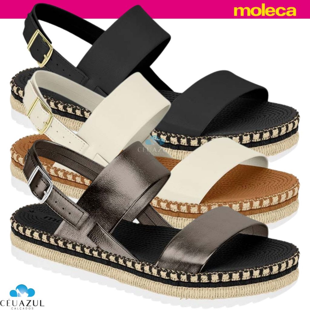 Sandália Feminina Moleca Tiras Largas Estilo Boho Casual Conforto