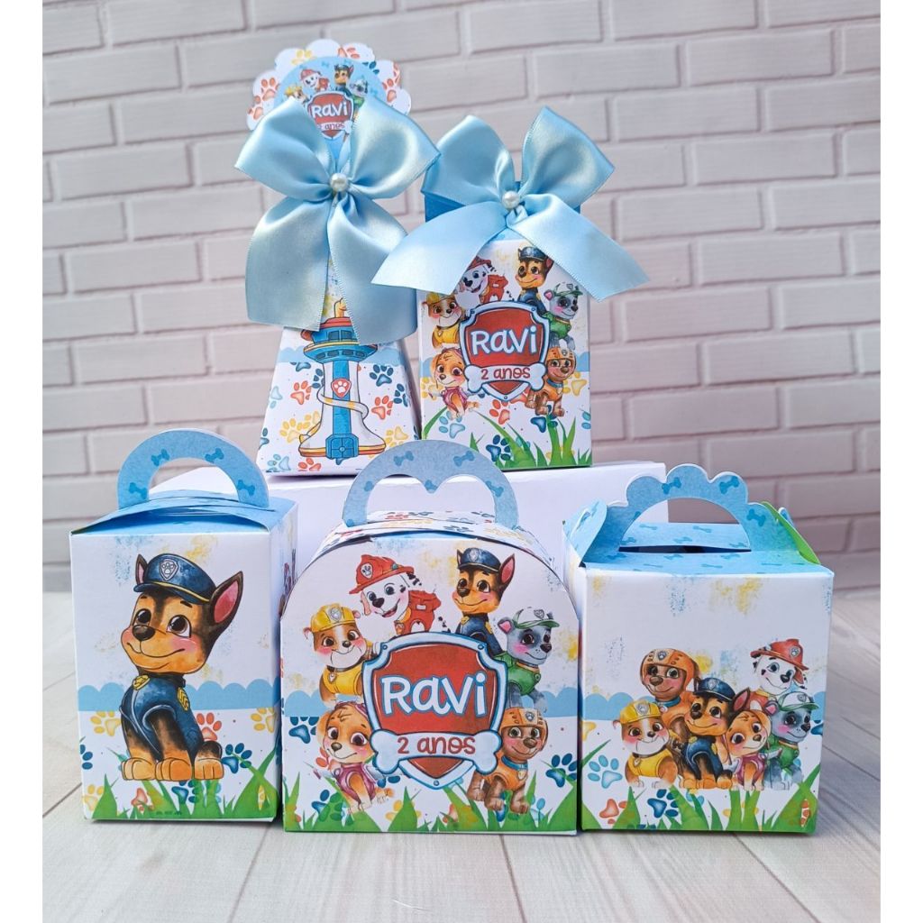 Kit Personalizados Patrulha canina aquarela menino azul Lembrancinha para Festa de aniversário - PEGUE E MONTE