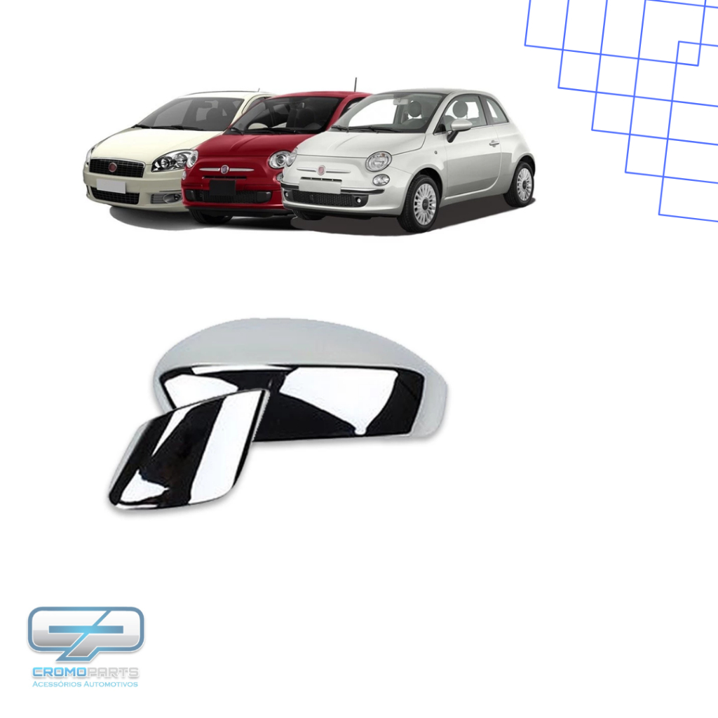 Aplique Cromado Capa Retrovisor Fiat 500 2009Á  2015 Linea 2009 Á 2016 Punto 2008 Á 2017