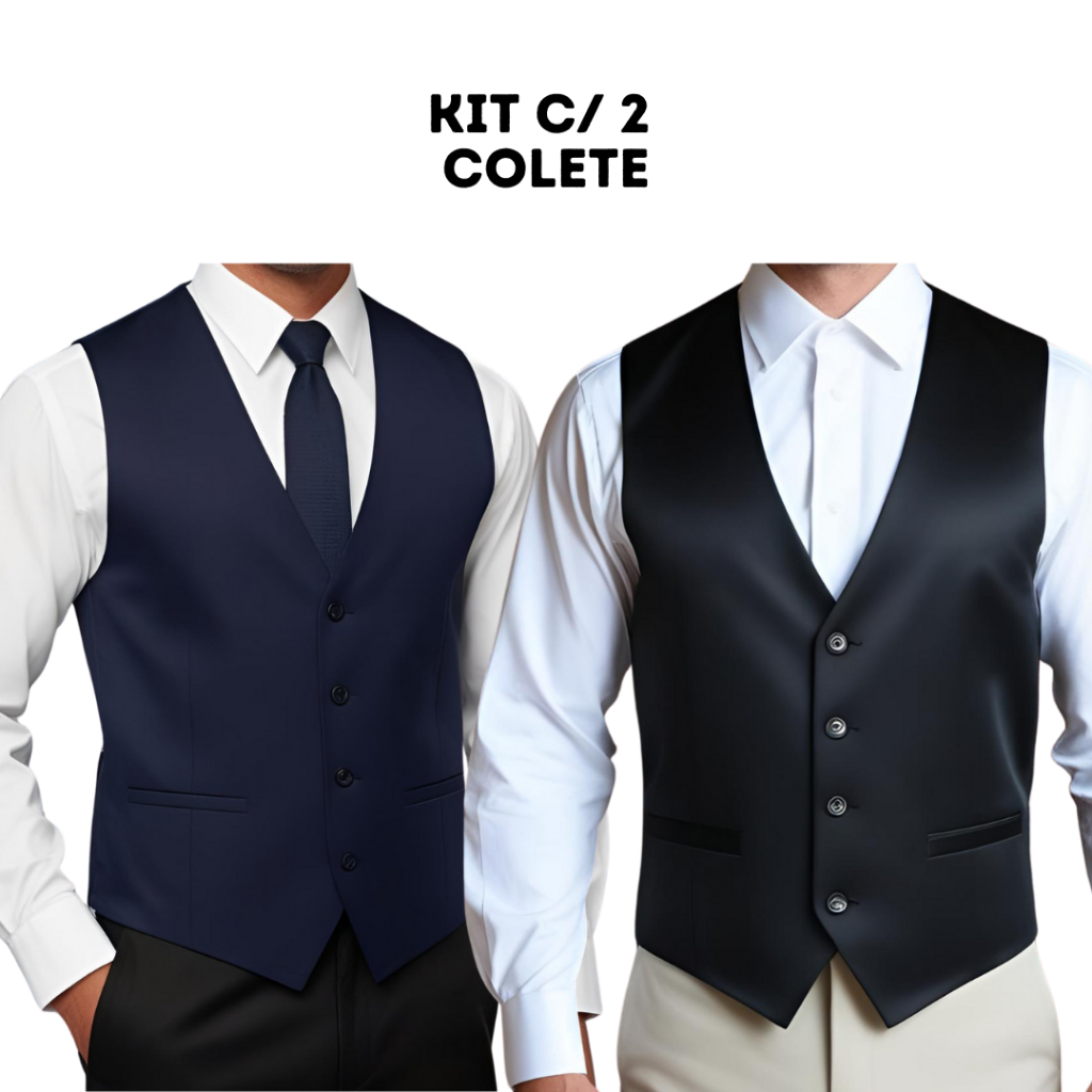 Kit com 2 colete social slim masculino oxford preço de atacado direto da fabrica