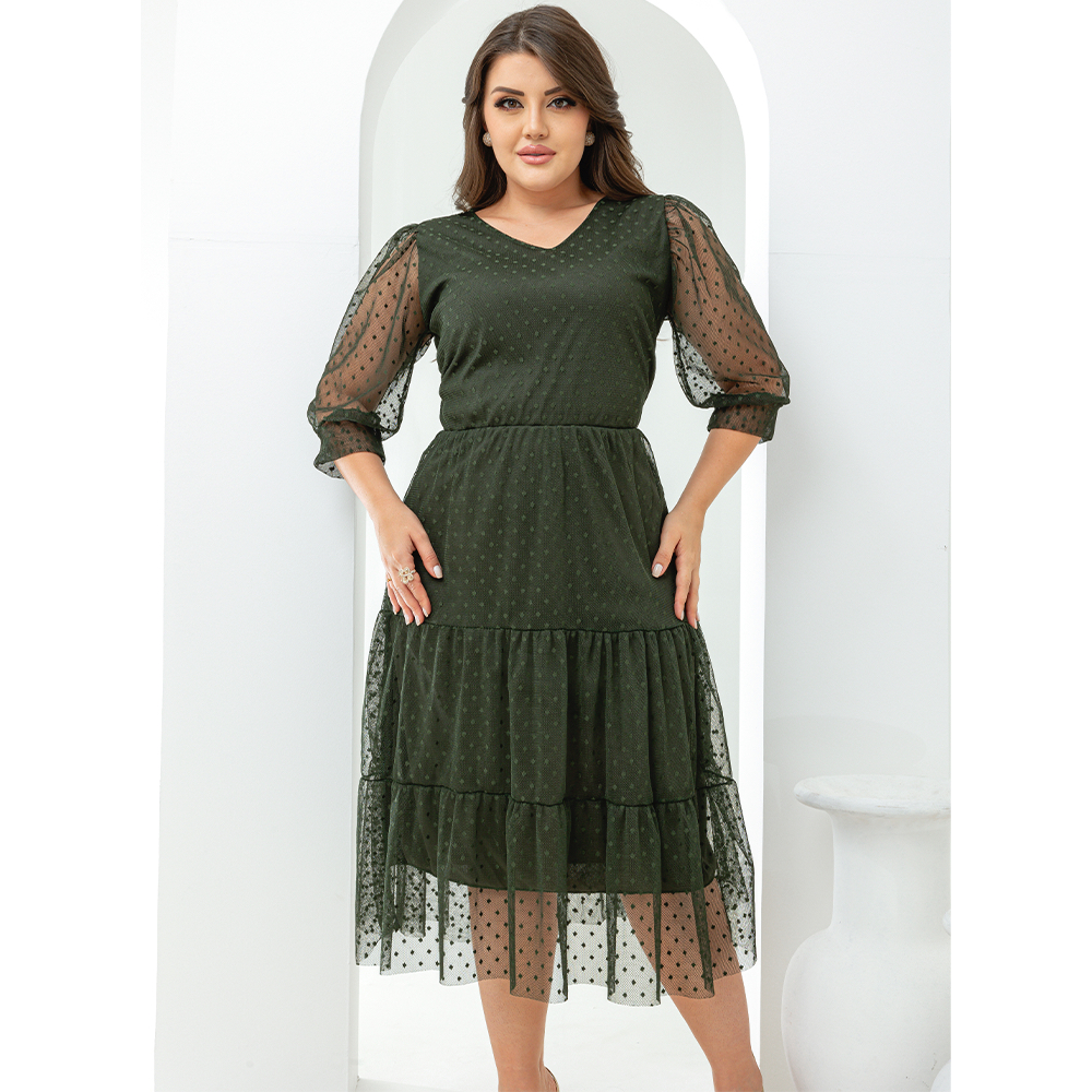 Vestido Midi Tule Bolinha Poá Moda Evangélica