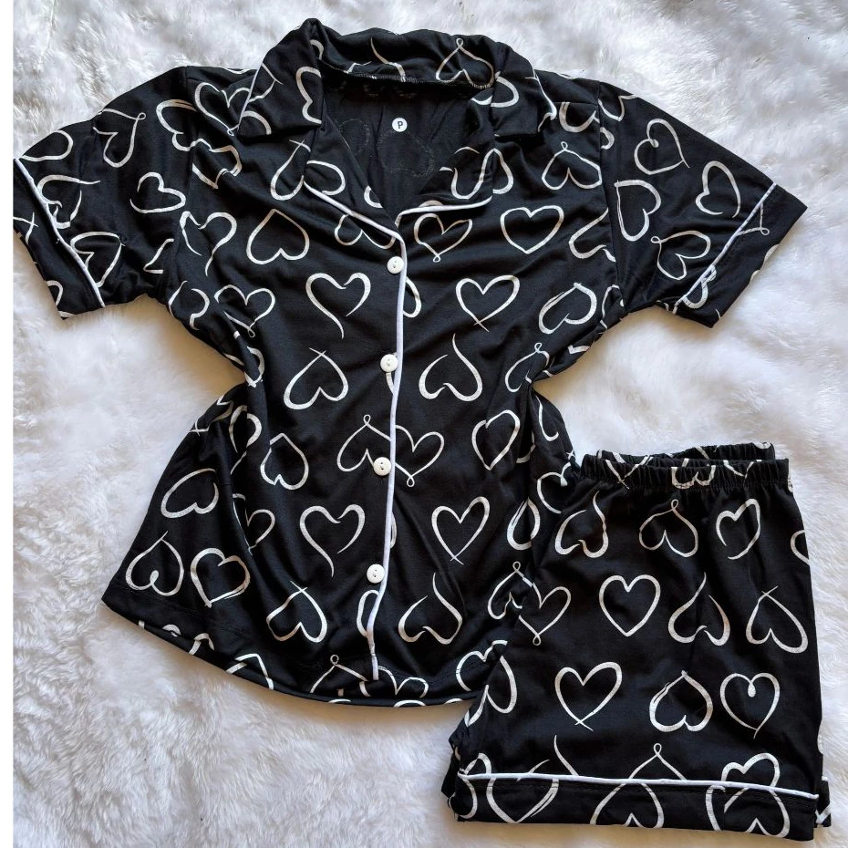 Pijama Short Doll Feminino Adulto Americano Blogueira Botão Amamentação Gestante Oferta Relâmpago — imagem 1