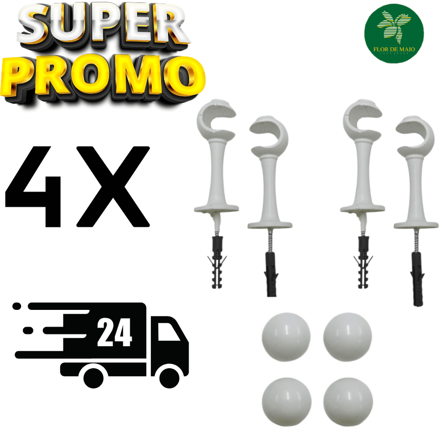 Kit Com 4 Suporte para varão 19mm de cortina em plástico várias cores em Oferta na Shopee