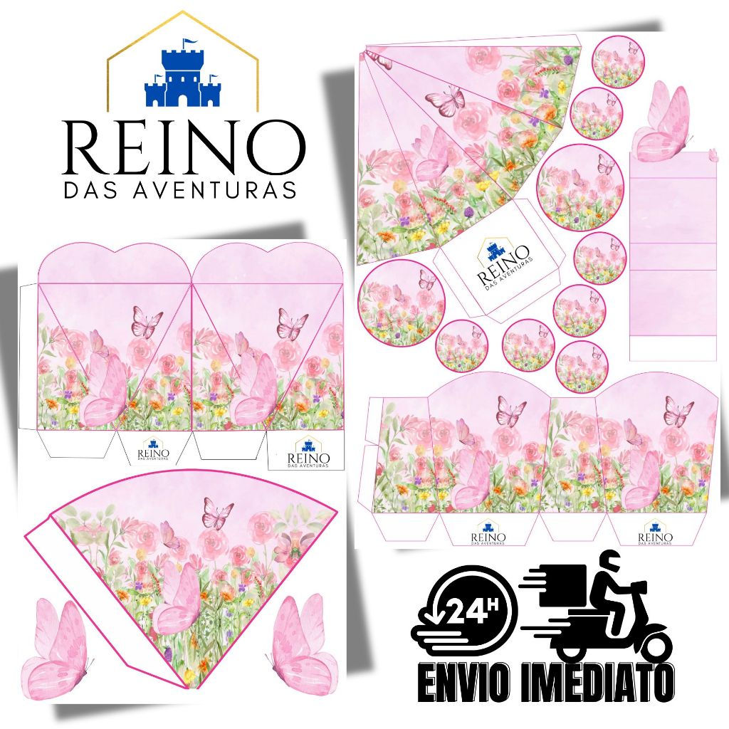 Envio imediato - TEMA JARDIM ENCANTADO Kit 85 ou 170 Lembrancinha (sem nome) em Oferta na Shopee