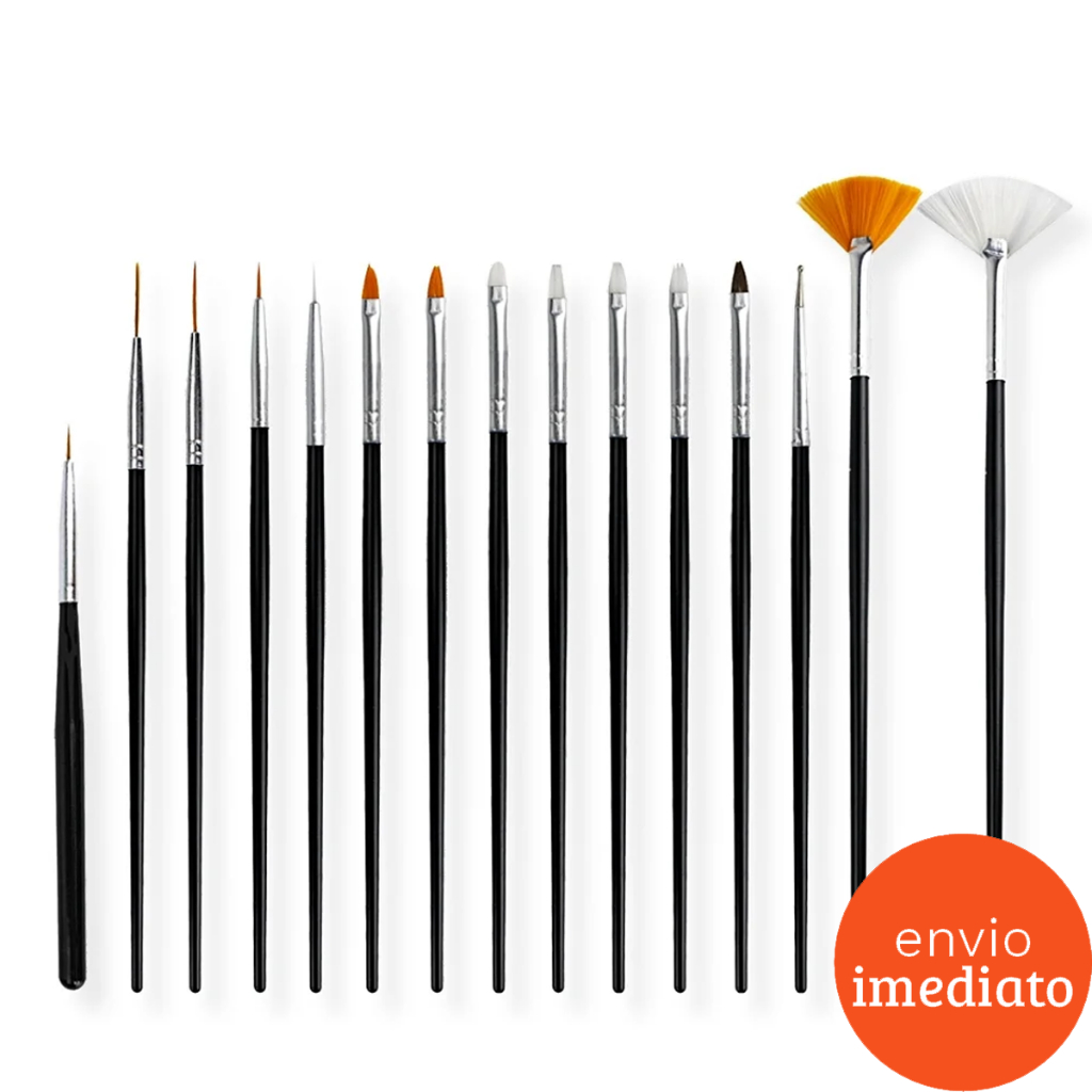 Kit 15 Pincéis Decoração De Unhas Manicure Profissional Artística Nail Art Unha Gel em Oferta na Shopee