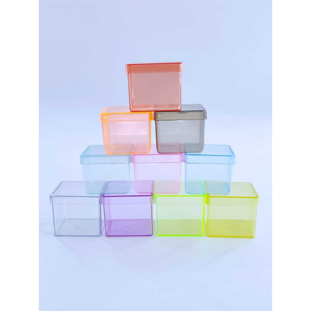 50 Caixas Caixinhas de acrílico 5x5 Diversas Cores art milly em Oferta na Shopee
