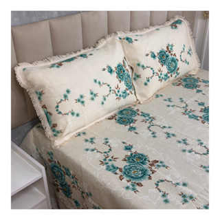 Jogo de Colcha Cobre Leito Tecido Linhão Para Cama Casal Box Padrão c/ Franja e Fronhas Algodão em Oferta na Shopee