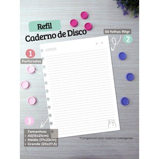 REFIL PARA CADERNO DE DISCOS FLORK - VARIOS TAMANHOS - COMPATÍVEL COM CADERNO INTELIGENTE