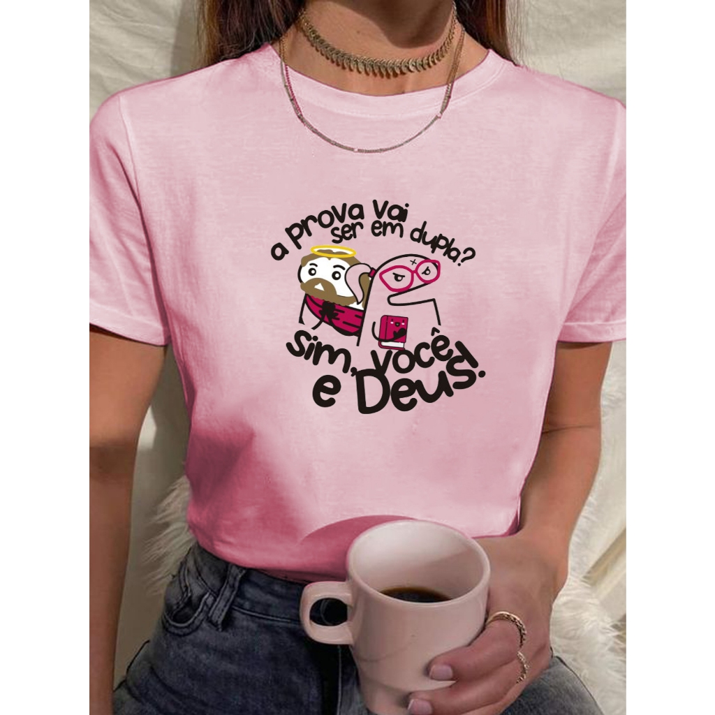 Camiseta Feminina Babylook t shirt pedagogia professora frase a prova vai ser de dupla sim você e deus100% Algodão em Oferta na Shopee