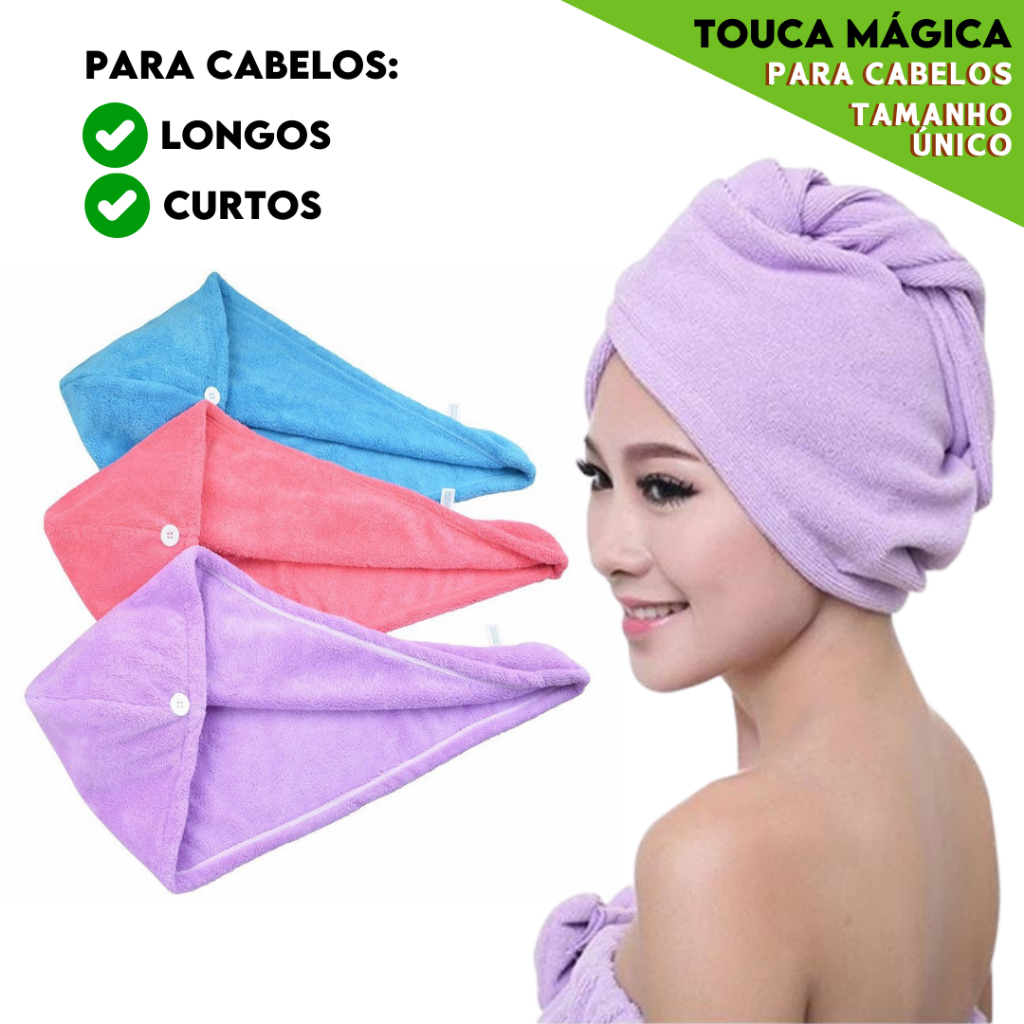 Toalha Mágica Secagem Rápida Touca De Cabelo Feminina Macia - Nosso Lar em Oferta na Shopee