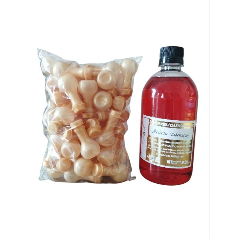 Óleo Para Unção Acassia Acacia 500ml + Flaconete Botija 50 Unid.