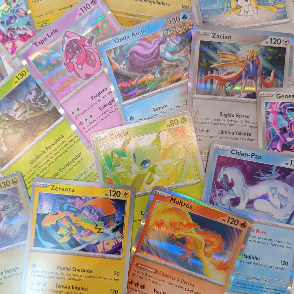 Só Lendários Pokémon - Kit de cartas Pokémons Lendários - 15 cartas + 1 Carta lendário (V, GX ou EX)