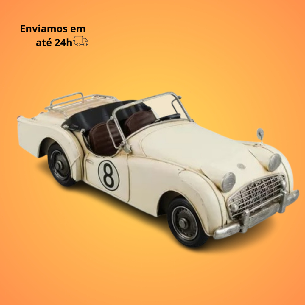 Enfeite Retrô Miniatura Carro Branco Antigo Conversível