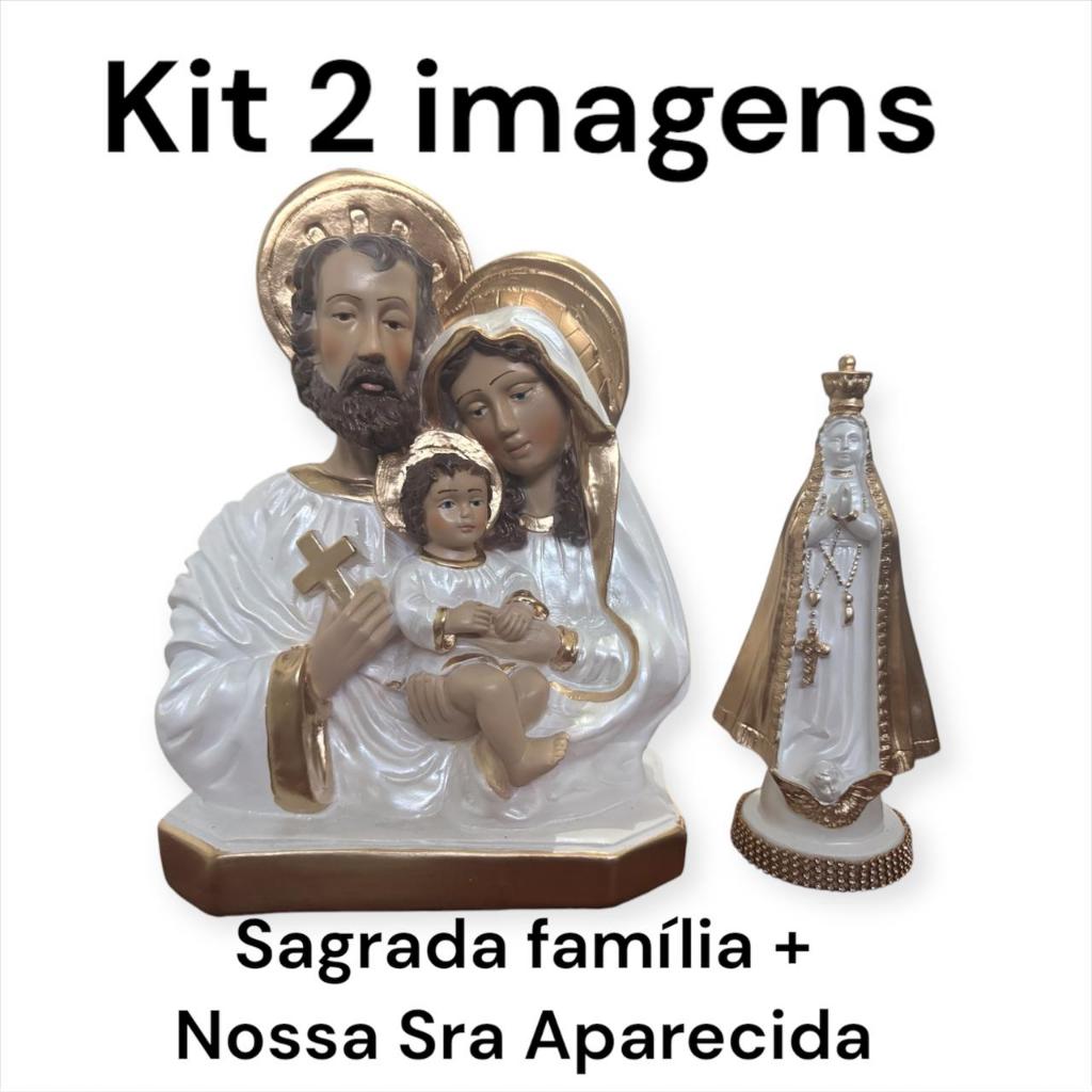 kit sagrada familia de 30cm  + Nossa Senhora Aparecida 20cm pintadas na cor branca perolada com tinta automotiva resiste