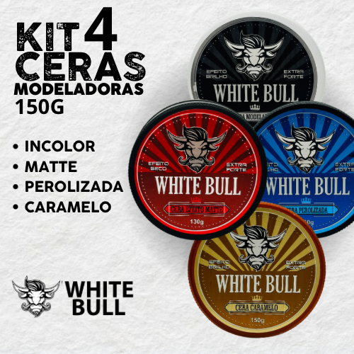 Presente Dia dos Pais | Kit White Bull 4x150g Incolor, Matte, Perolizada e Caramelo