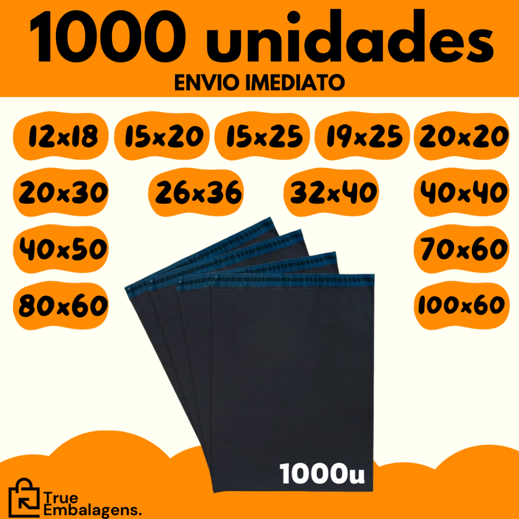 Kit 1000 Envelope Segurança Embalagem Envio Correio 12x18 15x20 15x25 19x25 20x30 26x36 32x40 40x50 em Oferta na Shopee