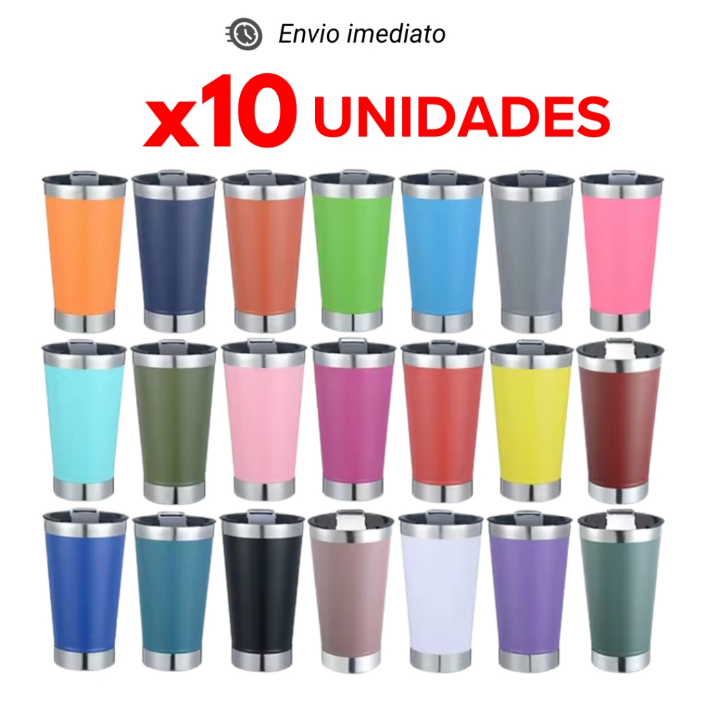 Kit 10 Copo Térmico 473ml Com Tampa e Abridor Copo Inox Atacado Carnaval em Oferta na Shopee