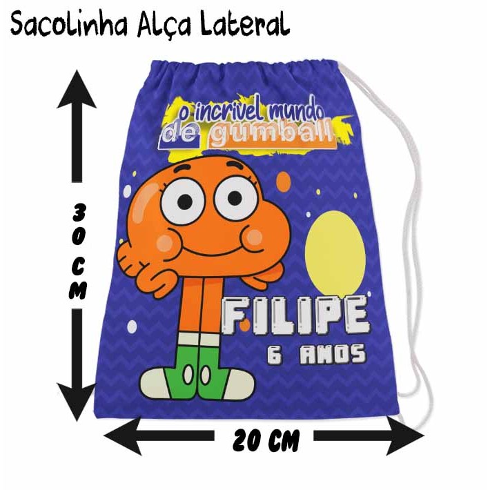 Kit Mochilinha Sacolinha Mochila Saco Sacochila Saquinho Lembrancinha Brinde Aniversario Personalizadas Gumball
