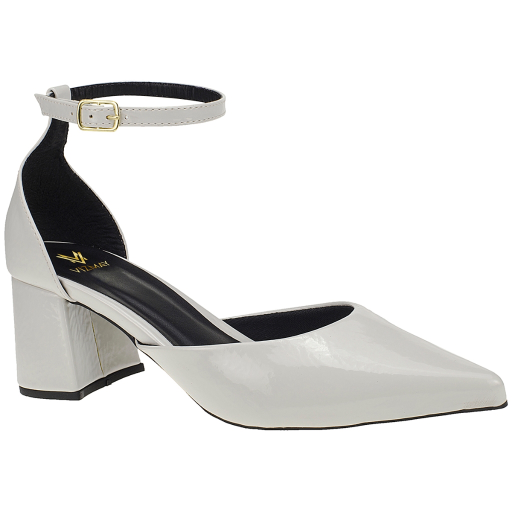 Scarpin Social Sapato Feminino Traseiro Fechado com Fivela Salto Bloco Bico Fino 0002