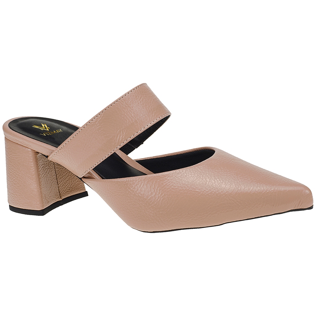 Tamanco Mule Social Scarpin Feminino Salto Bloco Bico Fino 0001