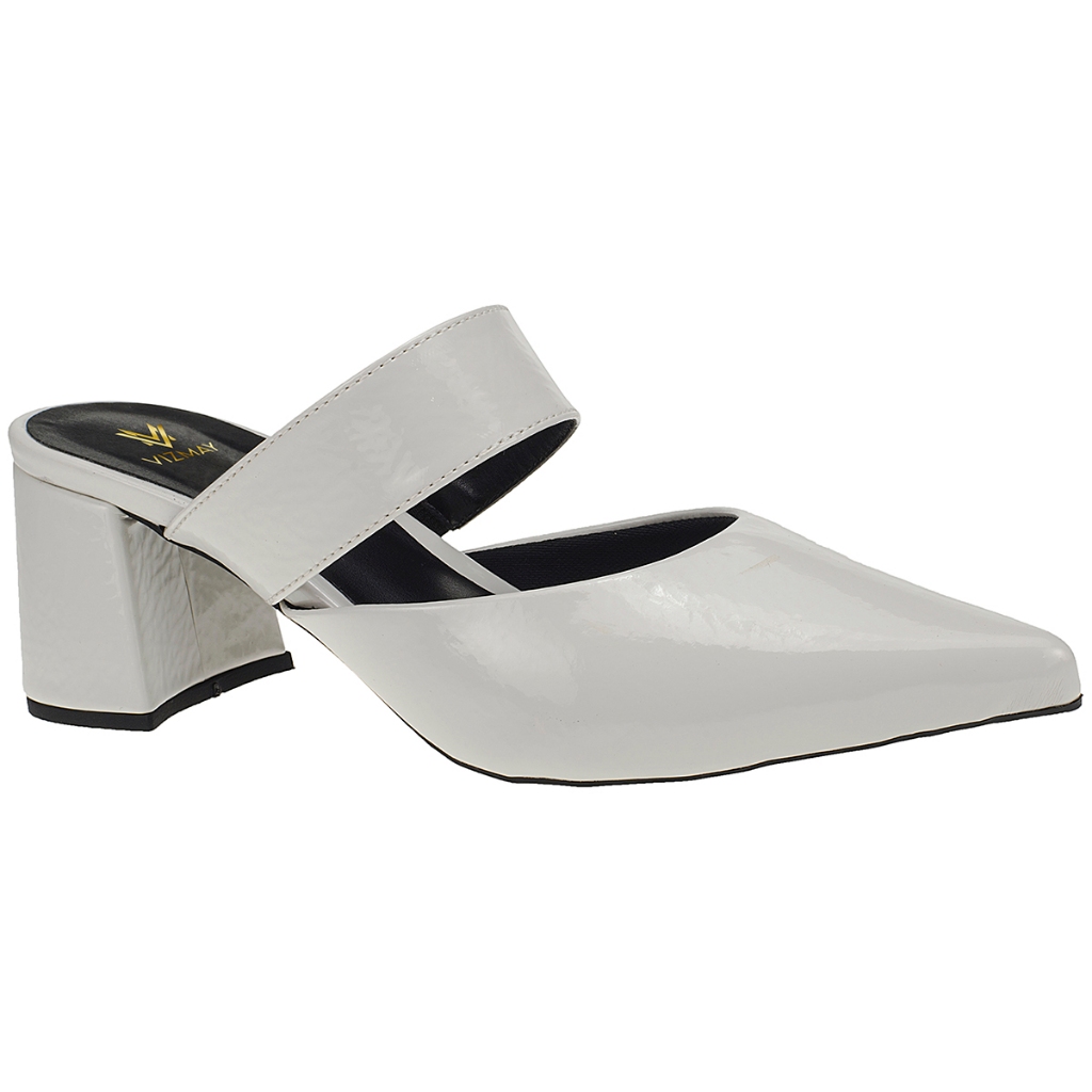 Mule Social Scarpin Feminino Salto Bloco Tamanco Bico Fino 0001