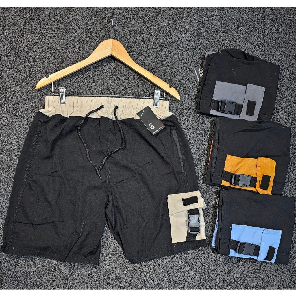 Bermuda Cargo Masculino Streetwear Short Tactel Elastano Casual com 3 Bolsos Premium