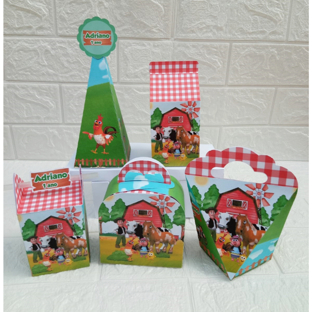 kit personalizado para lembrancinha a fazendinha do zenón,  caixinhas personalizadas zenón, personalizados para esta
