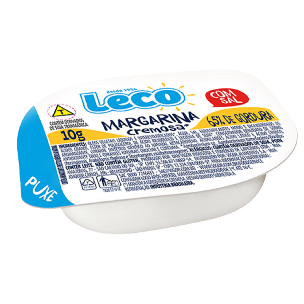 Margarina EXTRA Cremosa Com Sal 10 gr LECO CX 20 UNIDADES