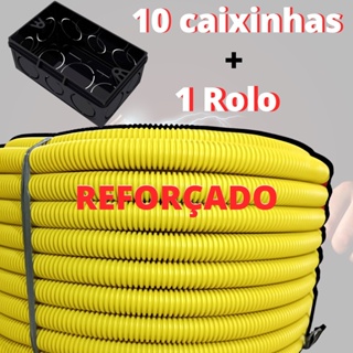 Kit conduite corrugado reforçado + 10 Caixinhas 4x2 Preta em Oferta na Shopee