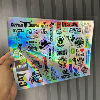 Kit 35 Adesivos Holográficos Agro Country Tereré | Cartela 24x34cm | Garrafa Térmica, Copo e Mais em Oferta na Shopee