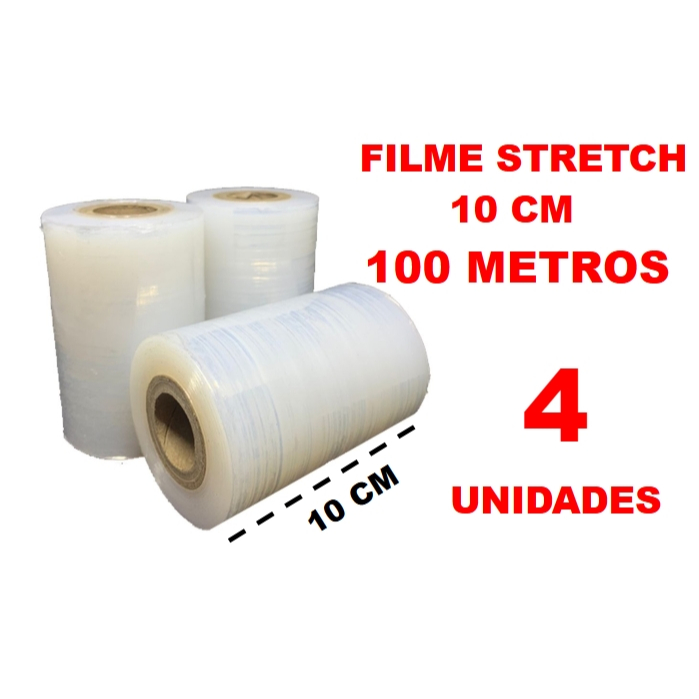 4 Filme Stretch 10cm, Empacotar mala, Enxertia etc.. 100 Metros (cada)