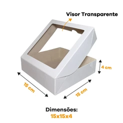 10 un - Caixa com Visor 15x15x4 para Presente Lembrancinhas Doce Maleta - Caixa Kraft ou Branca