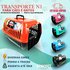 Caixa Transporte Pet N°1 Para Cachorros Pequenos E Gatos - Brinqpet