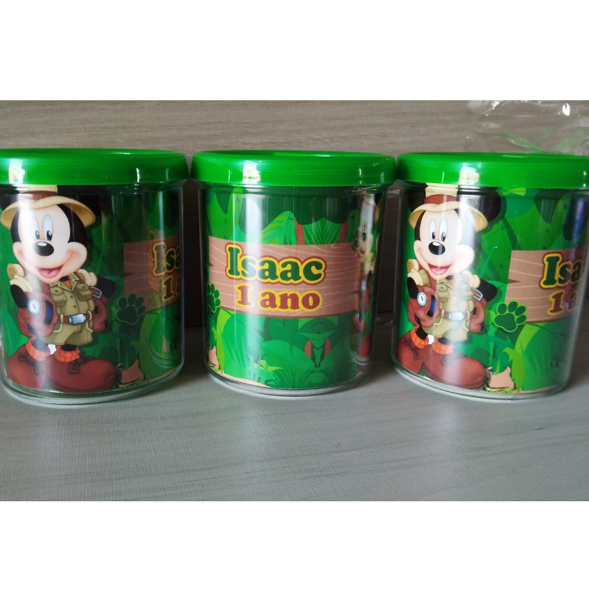 10 caneca acrílica personalizada para festa infantil lembrancinha mickey safari