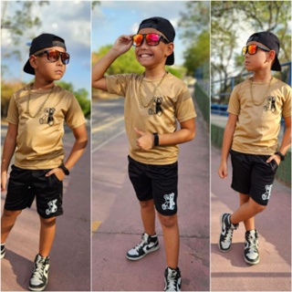 Conjunto infantil Juvenil Menino Estiloso Blogueirinho Kit De Verão Camisa+Bermuda Dry Fit em Oferta na Shopee
