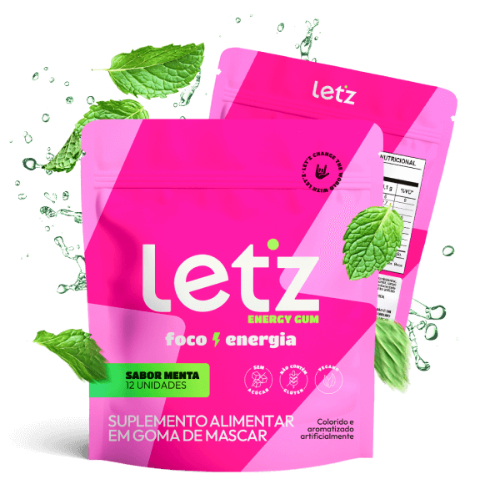 Letz Gum Chiclete Energético com Cafeína em Oferta na Shopee