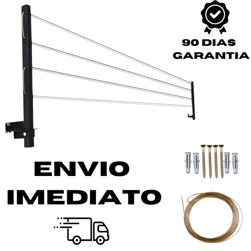 Varal Roupa  Articulável de Parede Até 80Kg Praticidade no dia a dia + KIT INSTALAÇÃO