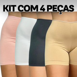 KIT 4 Short Anágua Liso Segunda Pele Feminino Comprido Shorts Bermuda em Oferta na Shopee