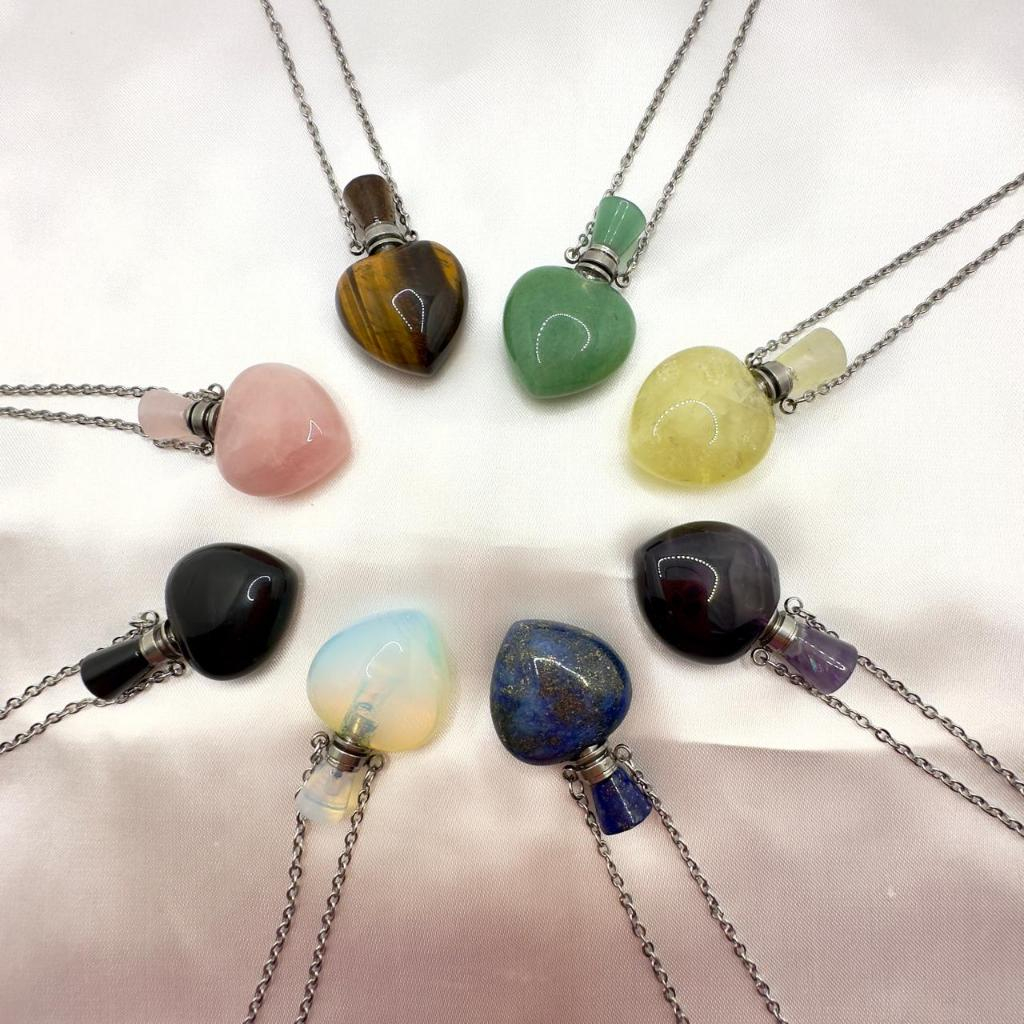 Colar aromatizador de pedra natural para óleo essencial corrente de aço em Oferta na Shopee