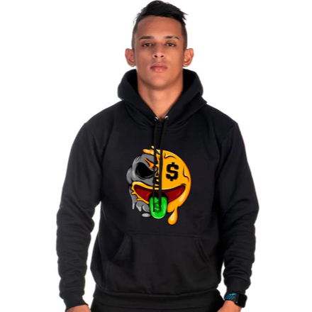 Moletom Canguru Masculino Com Capuz Com Estampa De Rosto Com Olho De Dinheiro