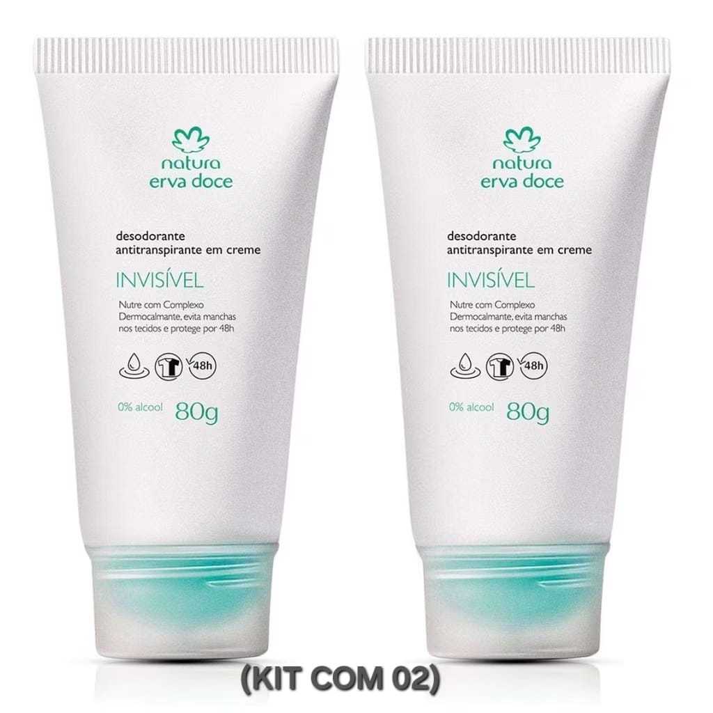 KIT: 2UNIDADES CREME DESODORANTE ANTITRANSPIRANTE ERVA DOCE 80G