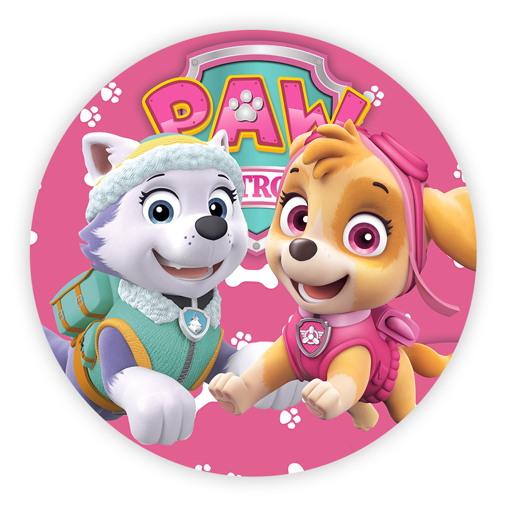 Painel de Festa Patrulha Canina Rosa Redondo em Tecido C/elástico Veste fácil em Oferta na Shopee