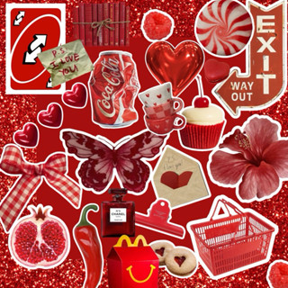 44 Adesivos Vermelhos Red Aesthetic Para Colagem Kindle Journal Cadernos em Oferta na Shopee