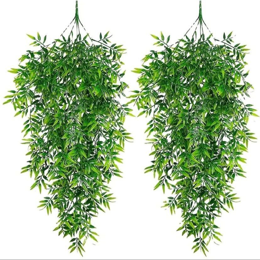 Kit 2 Pendente De Bambu Planta Artificial Folhas De Bambu Caída Decorativa em Oferta na Shopee
