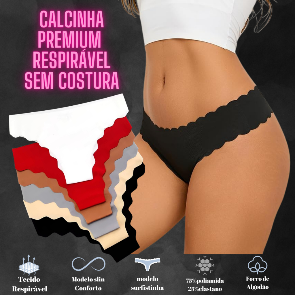 kit 10 calcinhas tanga corte laser tecido respirável não marca na roupa.vestido.calça L  UN.2.3.5.10