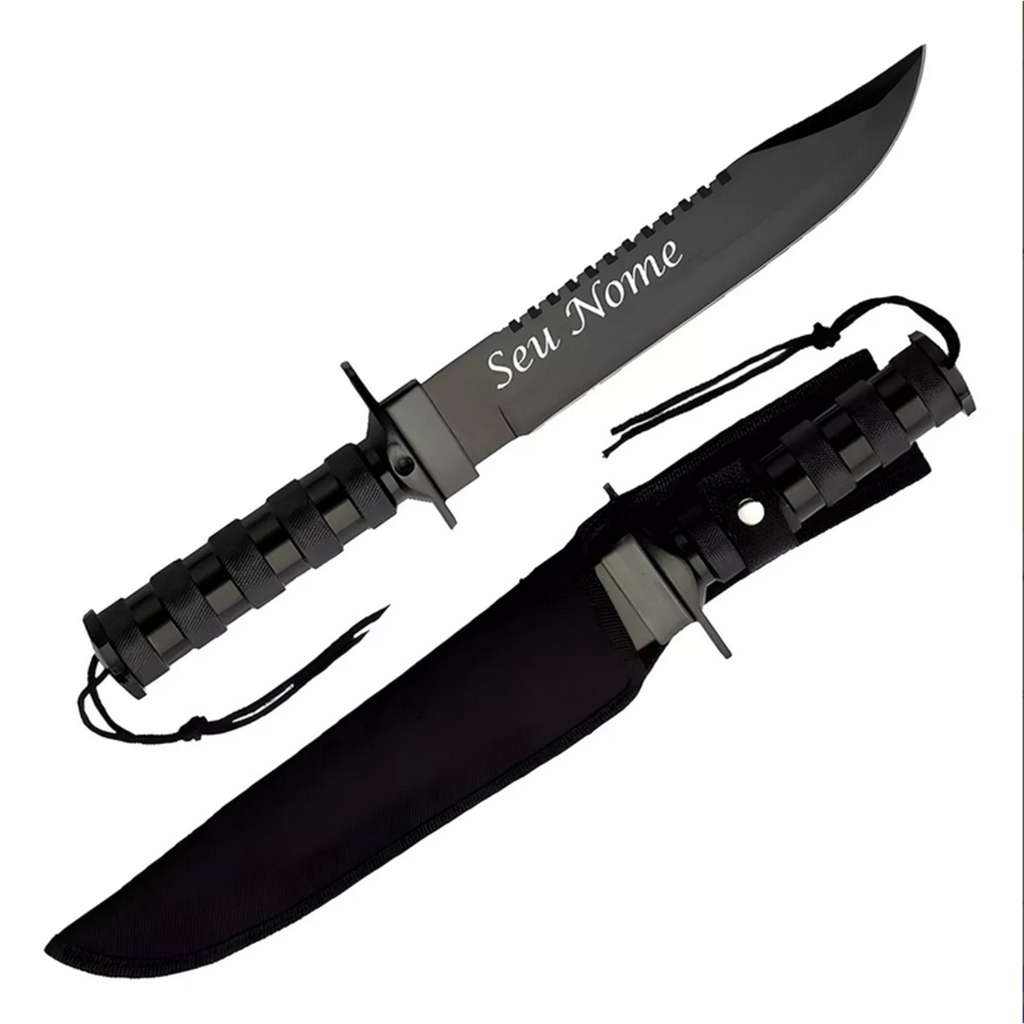 Faca Tática Militar Sobrevivência Rambo Personalizada Laser