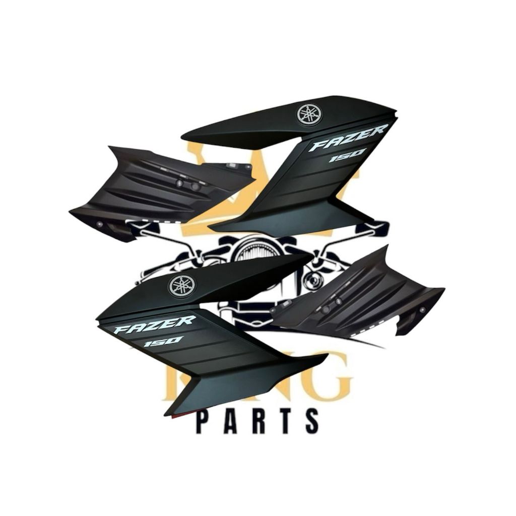 PAR DE ABAS COM COMPLEMENTOS MOD  YAMAHA FAZER 150 2022 PRETO FOSCO
