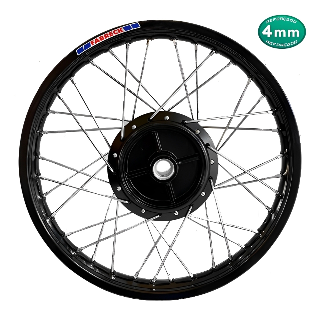 Roda Traseira Alumínio Preto Raio 4mm Cromado Ybr 125 Ybr Factor