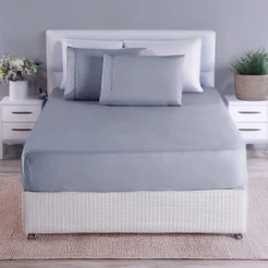 Jogo Lençol Elástico King Size 400 Fios 3 Peças Cama e Fronha Ponto Palito Tecido Premium Macio