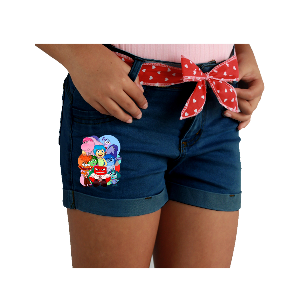 Shorts Jeans Feminino com Estampa Infantil Juvenil